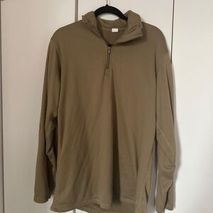 Men's Tan Military base layer quarter zip